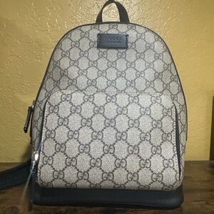 Gucci Monogram Backpack in Gray and Black